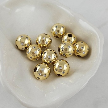 1 шт. Бусина разделитель 9.5 мм с фианитами, позолота 14К (10104-З) купить с доставкой по России | Интернет-магазин Viva Beads