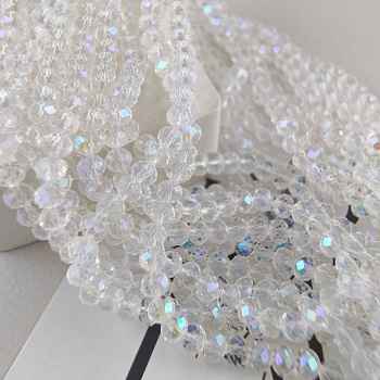 Нить 40 см Рондель граненый 6х5 мм Crystal AB стекло (5991-КР АВ) купить в Воронеже | Заказать в интернет-магазине Viva Beads
 Нить 40 см Рондель граненый 6х5 мм Crystal AB стекло (5991-КР АВ) купить в Воронеже | Заказать в интернет-магазине Viva Beads