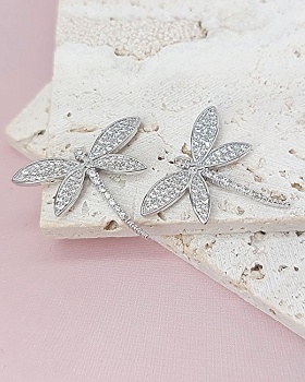 Подвеска Стрекоза с фианитами 21.5х24.5 мм родиевое покр. (8068-Р) Подвеска Стрекоза с фианитами 21.5х24.5 мм родиевое покр. (8068-Р)