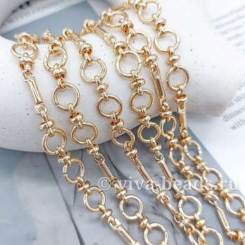 10 см Цепь 9 мм (толщина) позолота (7389-З) купить в Воронеже | Заказать в интернет-магазине Viva Beads
