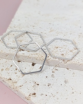 Кольцо коннектор шестигранник 20х22.7 мм родиевое покр. (7964-Р) купить с доставкой по России | Интернет-магазин Viva Beads