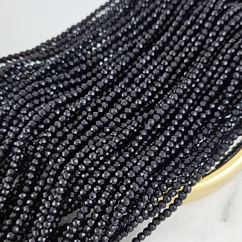 Нить 34 см Бусины стеклянные ок. 3 мм, граненый шар, черный (10256-3) купить с доставкой по России | Интернет-магазин Viva Beads