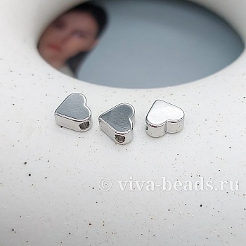 1 шт. Бусина разделитель Сердце 7x6x3 мм родиевое покр. (5339-Р/1) купить с доставкой по России | Интернет-магазин Viva Beads