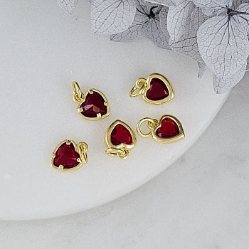 Подвеска Сердце с фианитом 6х8 мм красный, позолота 14К (8030-ЗКРАС) купить с доставкой по России | Интернет-магазин Viva Beads