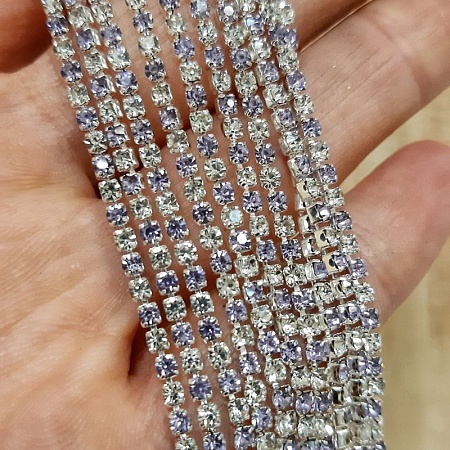 50 см Стразовая цепь 2 мм (SS6) Сиреневый + Crystal (4319) купить в Воронеже | Заказать в интернет-магазине Viva Beads
