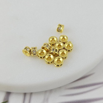 1 шт. Бусина разделитель 4.2х2.5 мм с фианитами, позолота 18К (9964-З) купить с доставкой по России | Интернет-магазин Viva Beads