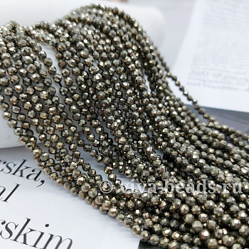 Нить 19 см Пирит натур. 3 мм граненые бусины (6850-3) купить в Воронеже | Заказать в интернет-магазине Viva Beads
