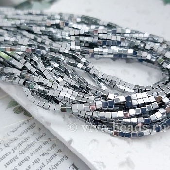 Нить 39 см Гематит, гематин куб 2 мм цвет платина (6995-П) для бижутерии купить с доставкой по России | Интернет‑магазин Viva Beads