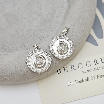 Подвеска Ракушка 18.5х17.1 мм с фианитами родиевое покрытие (9136-Р) купить с доставкой по России | Интернет-магазин Viva Beads