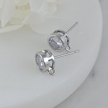 Швензы пуссеты с фианитом 9.5х7.3 мм родиевое покрытие (9618-7-Р) швензы для серег купить с доставкой по России | Интернет-магазин Viva Beads