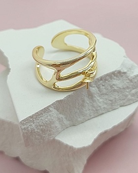 Основа для кольца свободный размер позолота 14к (8208-З) купить с доставкой по России | Интернет-магазин Viva Beads