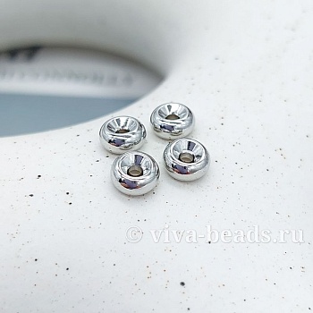 1 шт. Бусина разделитель 6x3 мм родиевое покр. (7404-6-Р) купить с доставкой по России | Интернет-магазин Viva Beads