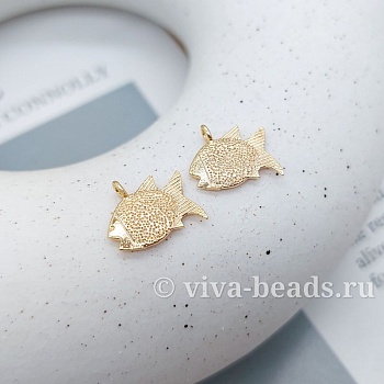 Подвеска Рыбка 11.2х13.1 мм позолота (7358-З) купить с доставкой по России | Интернет-магазин Viva Beads