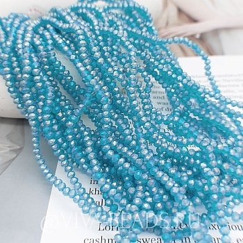 Нить 39 см Рондель граненый ок. 3.5-4x2.5-3 мм матовый голубой с блеском, стекло (7483) купить в Воронеже | Заказать в интернет-магазине Viva Beads
 Нить 39 см Рондель граненый ок. 3.5-4x2.5-3 мм матовый голубой с блеском, стекло (7483) купить в Воронеже | Заказать в интернет-магазине Viva Beads