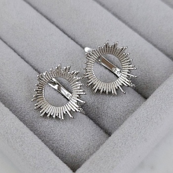 Швензы Солнце с английским замком 17х16 мм, родиевое покрытие (6663-Р) швензы для серег купить с доставкой по России | Интернет-магазин Viva Beads