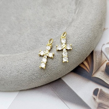 Подвеска Крест с фианитами 15.8x8.8 мм позолота 14К (9174-З)