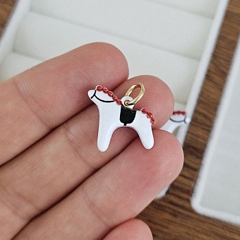 УЦЕНКА Подвеска Лошадь 14.6x13.5х4.7 мм, эмаль, белый (10266-УЦ) - фурнитура для бижутерии