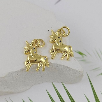 УЦЕНКА Подвеска Единорог 15.6x11 мм с фианитами, позолота 14К (9989-З-УЦ) купить с доставкой по России | Интернет-магазин Viva Beads