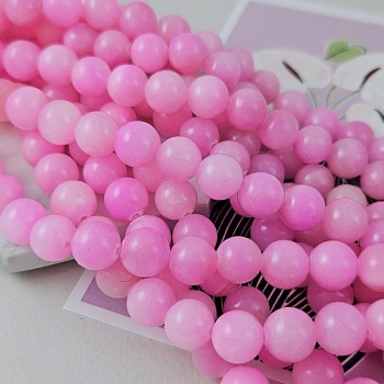 Нить 19 см Жадеит тонированный ок. 10-10.5 мм бусины гладкий шар, розовый (9786-10) купить в Воронеже | Заказать в интернет-магазине Viva Beads
