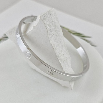 Браслет жесткий 63х57х5.5 мм, родиевое покрытие (10034-Р) купить с доставкой по России | Интернет-магазин Viva Beads