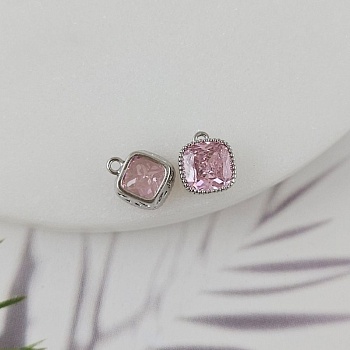 Подвеска с фианитом 8.3х7х4.1 мм розовый, родиевое покрытие (7313-7-РР) купить с доставкой по России | Интернет-магазин Viva Beads