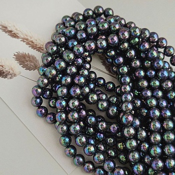 Нить 20 см Жемчуг Майорка 8 мм гладкий шар, цвет темный павлин (6332-8) купить в Воронеже | Заказать в интернет-магазине Viva Beads
