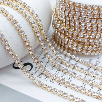10 см Стразовая цепь с кристаллами SS12 3 мм crystal, позолота (7112-З) купить в Воронеже | Заказать в интернет-магазине Viva Beads
