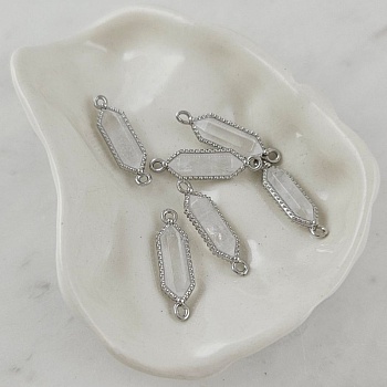 Коннектор с горным хрусталем 24x6.5x4.2 мм, родиевое покрытие (9830-Р) купить с доставкой по России | Интернет-магазин Viva Beads