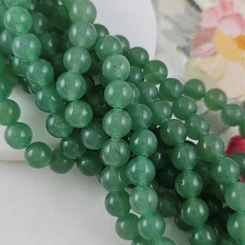 Нить 37 см Авантюрин натуральный ок. 8.5 мм бусины гладкий шар, зеленый (10156-8) для бижутерии купить с доставкой по России | Интернет‑магазин Viva Beads