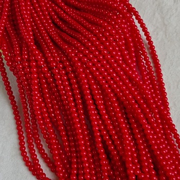 Нить 37 см Бусины стеклянные ок. 6.3 мм, гладкий шар, ярко-красный (9944-6) купить с доставкой по России | Интернет-магазин Viva Beads