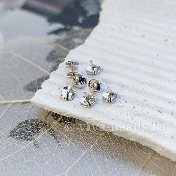 1 шт. Шапочка для вклейки 4 мм родиевое покр. (6940-Р) купить в Воронеже | Заказать в интернет-магазине Viva Beads
