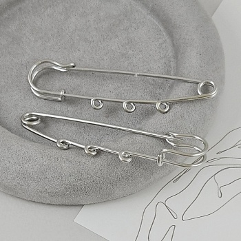 Булавка основа для броши 75 мм на 3 петли, цвет платина (2583-3) купить в Воронеже | Заказать в интернет-магазине Viva Beads Булавка основа для броши 75 мм на 3 петли, цвет платина (2583-3)