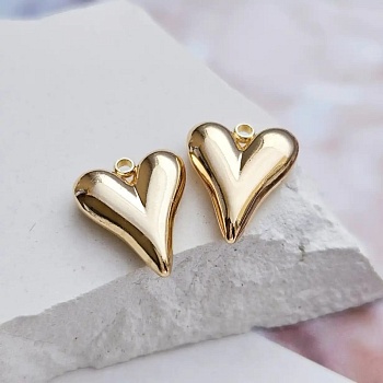 Подвеска Сердце 15x12x4 мм позолота 14К (8434-12-З) купить с доставкой по России | Интернет-магазин Viva Beads