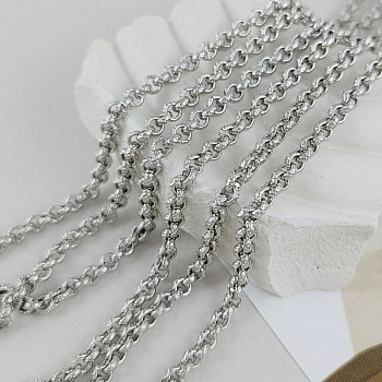 50 см Цепь РОЛО звено 3.6х1.5 мм текстурированная, родиевое покрытие (9614-Р) купить в Воронеже | Заказать в интернет-магазине Viva Beads
 50 см Цепь РОЛО звено 3.6х1.5 мм текстурированная, родиевое покрытие (9614-Р) купить в Воронеже | Заказать в интернет-магазине Viva Beads