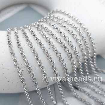 50 см Цепочка РОЛО 2.5 мм родиевое покр. (7388-Р) купить в Воронеже | Заказать в интернет-магазине Viva Beads
