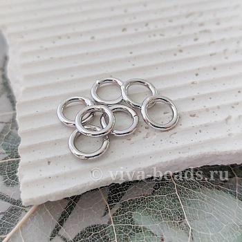 1 шт. Колечки неразъемные 7х1 мм родиевое покр. (6827-Р) соединительные колечки и кольца-коннекторы купить с доставкой по России | Интернет-магазин Viva Beads