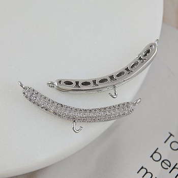 Бейл коннектор 32.4х3.5 мм с фианитами, родиевое покрытие (9915-Р) купить в Воронеже | Заказать в интернет-магазине Viva Beads
