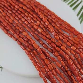 Нить 22 см Коралл бамбуковый тонированный ок. 2.6-3.5х4.4-5.7 мм, палочки мини, коралловый (9930) купить в Воронеже | Заказать в интернет-магазине Viva Beads
