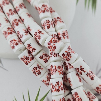 1 шт. Бусина цилиндр ок. 10.3х8.2 мм белый с красными цветами, керамика (9196-10-КРАС) купить в Воронеже | Заказать в интернет-магазине Viva Beads
 1 шт. Бусина цилиндр ок. 10.3х8.2 мм белый с красными цветами, керамика (9196-10-КРАС) купить в Воронеже | Заказать в интернет-магазине Viva Beads