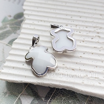 Подвеска Мишка 22х12 мм керамика, родиевое покр. (6804-БР) купить с доставкой по России | Интернет-магазин Viva Beads