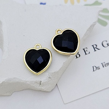 Подвеска Сердце 15х13 мм черный агат, позолота (7620-З) Подвеска Сердце 15х13 мм черный агат, позолота (7620-З)