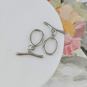 УЦЕНКА Замок тоггл кольцо 17.7х10.7 мм, родиевое покрытие (9213-Р-УЦ)