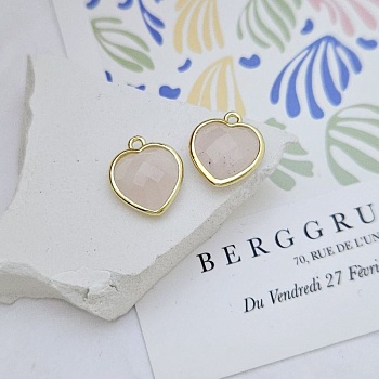 УЦЕНКА Подвеска Сердце 15х13 мм розовый кварц, зол. (6772-З-УЦ)