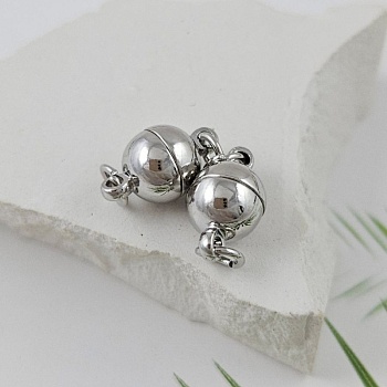 Замок магнитный Шар 8 мм родиевое покрытие (3484-Р) замок для украшений купить с доставкой по России | Интернет-магазин Viva Beads