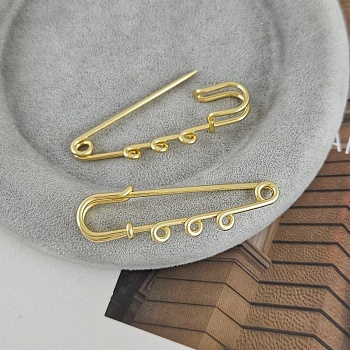 Булавка основа для броши 50 мм, 3 петли, позолота 18К (9417-З) купить в Воронеже | Заказать в интернет-магазине Viva Beads Булавка основа для броши 50 мм, 3 петли, позолота 18К (9417-З)