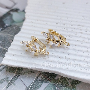 Швензы с замком 17.8х8.6 мм с фианитами позолота (6920-З) швензы для серег купить с доставкой по России | Интернет-магазин Viva Beads
