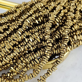 Нить 39 см Гематит, гематин 5-9x2.5-3 мм, бусины свободной формы, чипсы, цвет античное золото (8992-АЗ) для бижутерии купить с доставкой по России | Интернет‑магазин Viva Beads