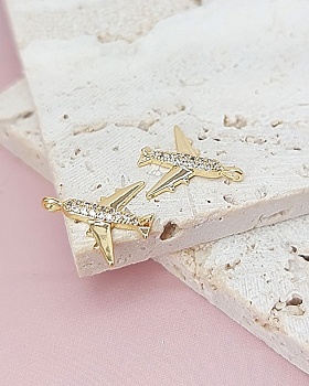 Подвеска Самолет с фианитами 13.8х12.7 мм позолота 14к (8035-З) Подвеска Самолет с фианитами 13.8х12.7 мм позолота 14к (8035-З)