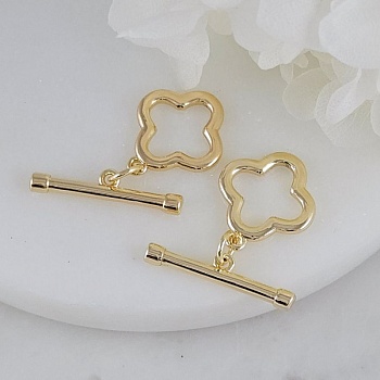 Замок тоггл Клевер 16х14 мм, 21х4 мм позолота 14К (4720-З) замок для украшений купить с доставкой по России | Интернет-магазин Viva Beads