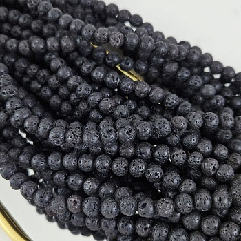 Нить 38-39 см Лава натуральная ок. 6.5 мм, бусины гладкий шар, черный (3523-6) для бижутерии купить с доставкой по России | Интернет‑магазин Viva Beads